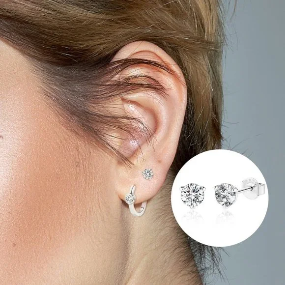 Certified 1ct. t.w. Moissanite Diamond Round Stud Earrings NEW - Picture 4 of 12